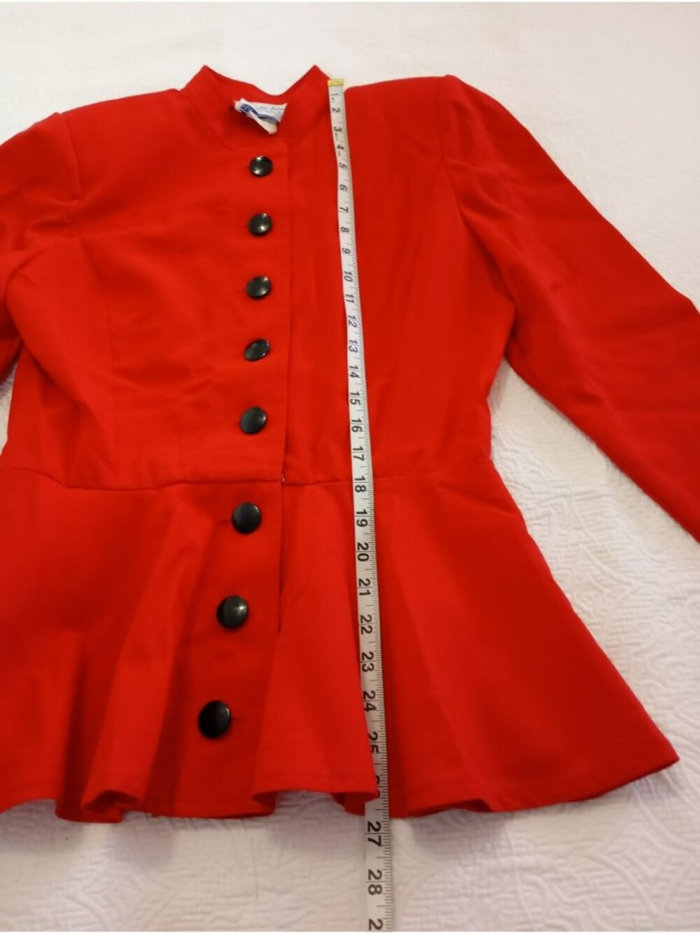 Leslie Fay Red Peplum Button-Up Jacket Women’s Size 12 Made In USA - Picture 6 of 8